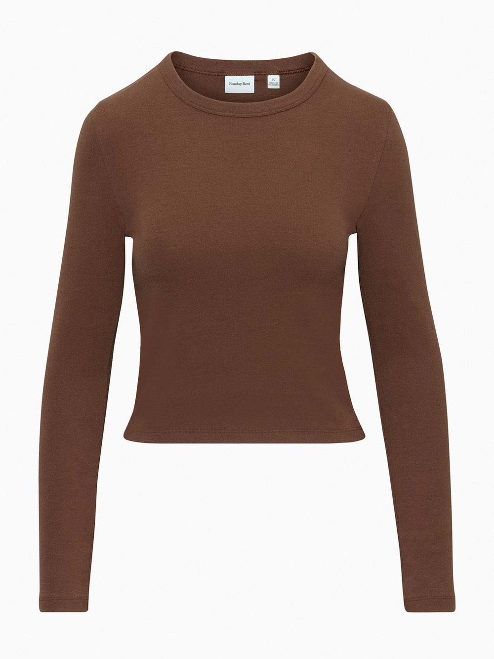 Aritzia Sunday Best BestHug Cognac Brown Long Sleeve Top L